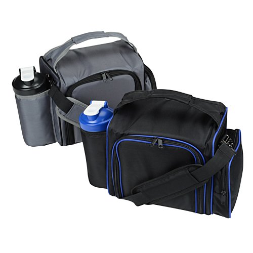 Additional Image 6 - a black and blue bag with a blue and black strap