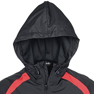 Additional Image 2 - a black jacket with a red stripe