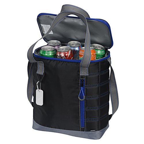 Additional Image 1 - a black cooler bag with a blue trim