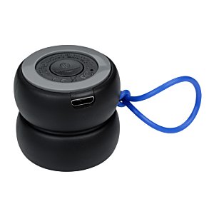 Additional Image 4 - a black round object with a blue strap