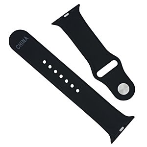 Additional Image 1 - a black watch band with a silver band