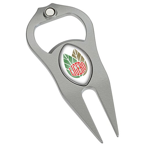 Additional Image 1 - a silver bottle opener with a logo