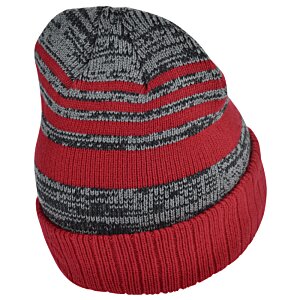 Additional Image 2 - a red and grey striped beanie