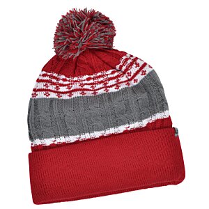 Additional Image 2 - a red and grey knit hat
