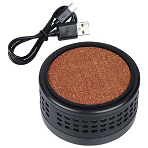 Additional Image 4 - a round black speaker with a brown circle on it