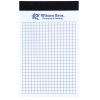 a white and black notepad with a grid pattern