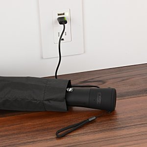 Additional Image 3 - a black umbrella with a black cover on a table