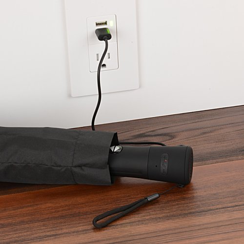 Additional Image 3 - a black umbrella with a black cover on a table