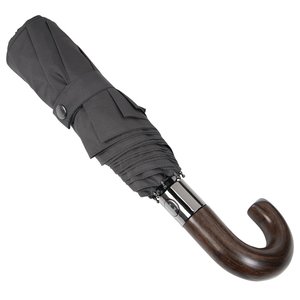 Additional Image 1 - a black umbrella with a wooden handle