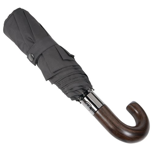 Additional Image 1 - a black umbrella with a wooden handle