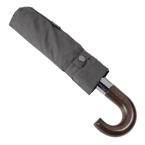 Additional Image 2 - a grey umbrella with a curved handle
