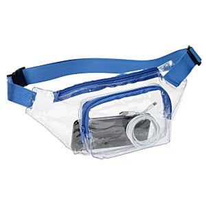 Additional Image 1 - a clear waist bag with a blue strap