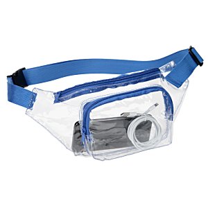 Additional Image 1 - a clear waist bag with a blue strap