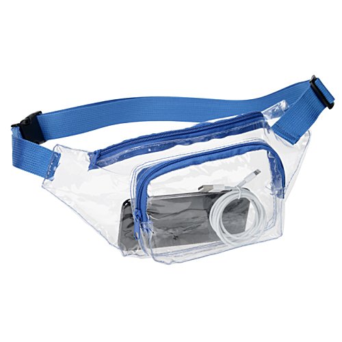 Additional Image 1 - a clear waist bag with a blue strap