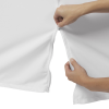 a person holding a white sheet