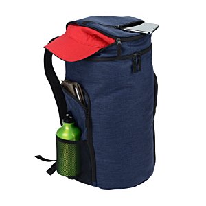 Additional Image 3 - a blue backpack with a red cap