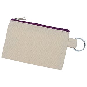 Additional Image 1 - a white zipper pouch with purple trim