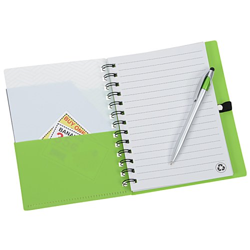 Additional Image 1 - a green and white notebook with a pen