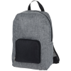 a grey backpack with black straps