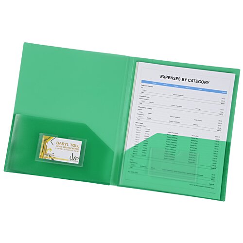 Additional Image 1 - a green folder with a white and blue label