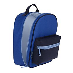 a blue and black backpack