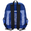 a blue backpack with black straps