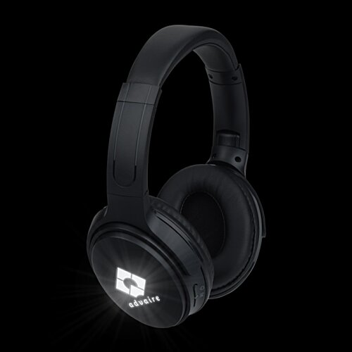 Additional Image 1 - a black headphones with a light on it