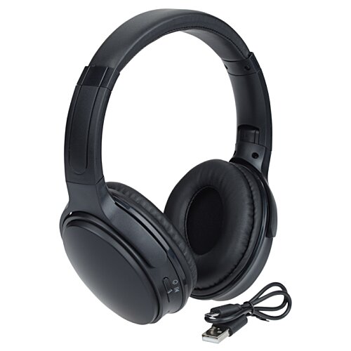 Additional Image 3 - a black headphones with a cord