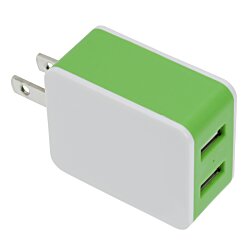a green and white charger