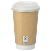 a brown coffee cup with a white lid