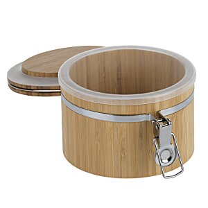 Additional Image 4 - a round wooden container with a zipper