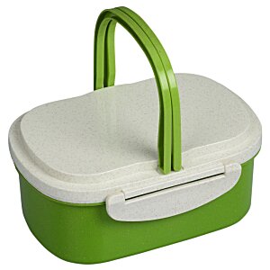 Additional Image 4 - a green and white plastic picnic basket