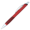 a red pen with black stripes