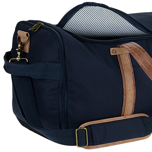 Additional Image 2 - a blue duffel bag with brown straps