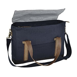 Additional Image 2 - a blue bag with brown straps