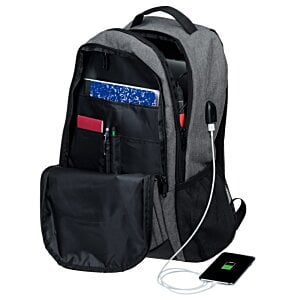 Additional Image 5 - a black backpack with a cell phone