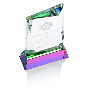 Additional Image 1 - a glass trophy with a white paper on it