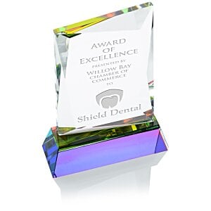 Additional Image 1 - a glass trophy with a piece of paper on it