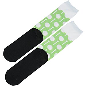 Additional Image 1 - a pair of green and white socks