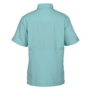 Additional Image 1 - a back view of a blue shirt