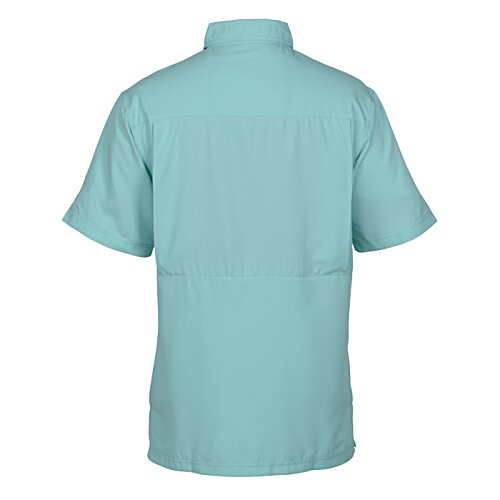 Additional Image 1 - a back view of a blue shirt