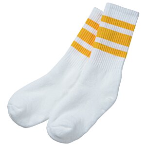 Additional Image 1 - a pair of white socks with yellow stripes