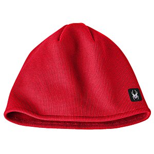 Additional Image 1 - a red beanie with a black patch