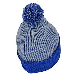Additional Image 1 - a blue and grey knit hat