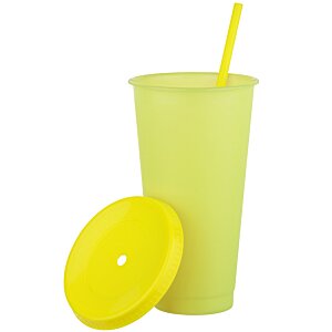 Additional Image 1 - a green cup with a straw and a yellow lid