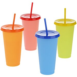 Additional Image 2 - a group of colorful cups with straws