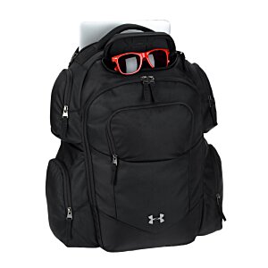 Additional Image 4 - a black backpack with red lenses