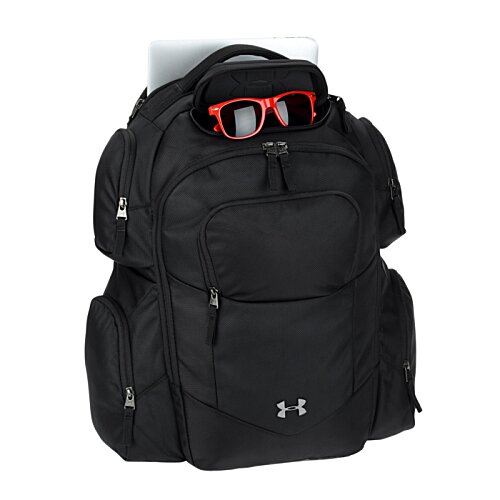 Additional Image 4 - a black backpack with red lenses