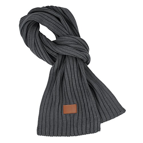 Additional Image 1 - a black scarf with a brown patch on it