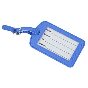 Additional Image 1 - a blue luggage tag with white text